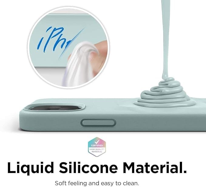Image of Compatible with iPhone 15 Silicone Case, Slim Shockproof Protective Cover, Drop Protection and Camera Protection, MagSafe Compatible, Soft Microfiber Lining Inside (Seafoam)