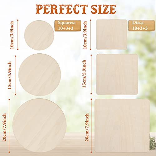 Nuanchu NUANCHU-WOODEN-01 32 Pieces Unfinished Blank Wood Circles Wooden Squares thumb #2