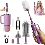 5-in-1 Long Handle Electric Bottle Brush Cleaner and Straw Cleaning Brush with Removable Brush Head, Multi-Function Rechargeable,for Stanley Cups, Baby Bottles, Pacifiers, Coffee Cups, Sports Bottles