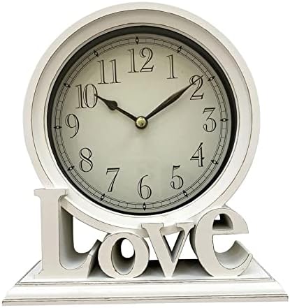 Reloj de escritorio rústico con repisa, relojes de mesa decorativos para mesita de noche, sala de estar, casa de campo