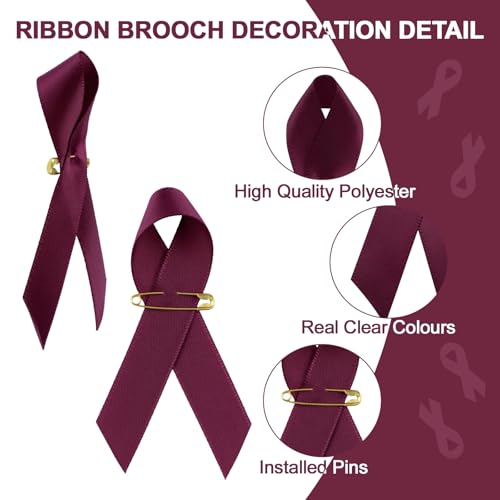 Image of Ribbon Awareness Satin Pins Cancer Awareness Ribbon Pin with Safety Pin