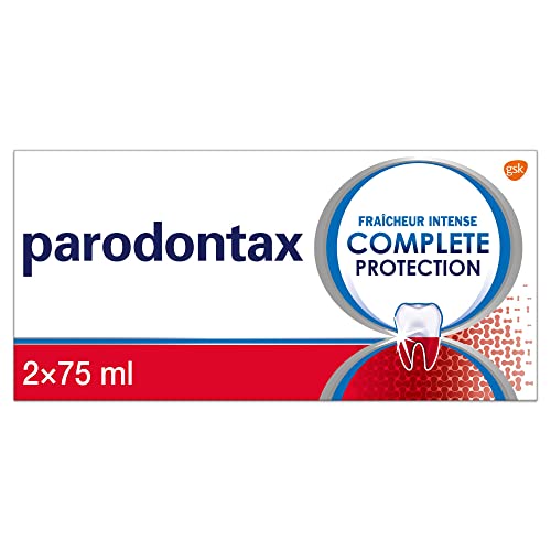 Parodontax Dentifrice Complete Protection Fraîcheur Intense, 8 Bénéfices, Contre le Saignement Occasionnel des Gencives, Format Bitube (2 x 75 ml)