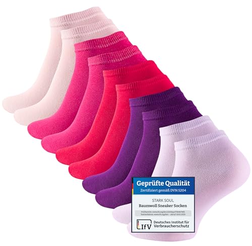 STARK SOUL 10 Paar Essentials Sneaker Socken, Baumwolle, Berry Colors, Gr. 35-38