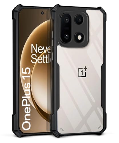Image of WOW IMAGINE Shock Proof Clear Back Case Mobile Cover for 1+ OnePlus 15 5G (Hard | Hybrid PC + TPU | Full Armour Device & Camera Protection | Black)
