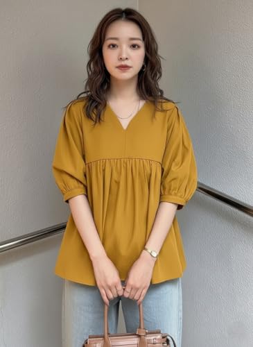 Image of Zilcon Women's Cotton Plain Styles Short Kurti for Women V-Neck Half Sleeve || Kurti for Woman || Short Kurtis for Woman