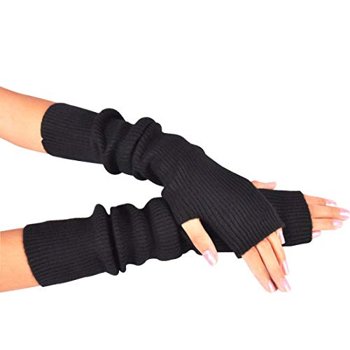 Novawo Wool Blend Warm Arm Warmers Super Soft Long Fingerless Gloves For Women #TOP3