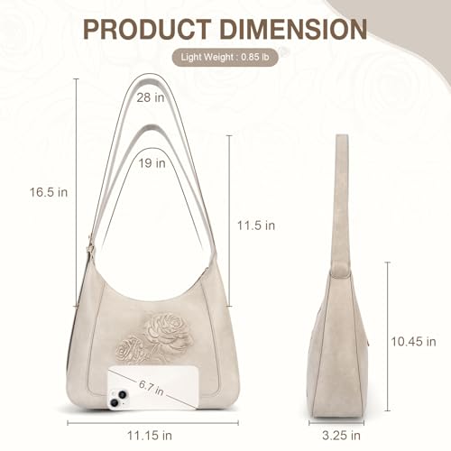 Image of Shoulder Bag for Women, Small Embossed Vegan Leather Hobo Purse | Elegant Crescent Shape Shoulder Purse with Top Handle, Adjustable Strap, Underarm Style for Daily Use, Travel & Gift Choice