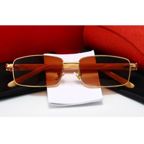 Street Knitted Luxury Gold Frame Full Rim Orange Gradient Tint Men's Frameless Designer Retro 90's Rectangular Lens Square Buffs Sun Glasses Hip Hop Summer Beach Shades Sunglasses For Men Women4