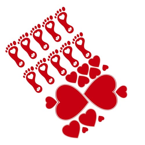 Toddmomy Pegatinas Autoadhesivas de Pared PVC Tamaño 30X92 CM Diseño de Huellas de Pie en Forma de Corazón para Decoración Romántica de San Valentín en Hogar y Habitaciones