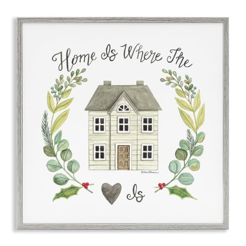 Botanical Leaf Laurel Border Affirmation, 12 x 12 Inch Framed Giclée Print