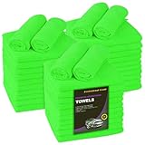 Blue Horizon Large Microfiber Cleaning Towels, 36-Pack Wash Cloths, Ultra Soft Plush Microfiber Cleaning Cloth, Products (Green, 16' X 16')