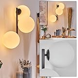  hofstein Applique murale Chehalis, en métal/verre noir/blanc/opalin, luminaire moderne au design rétro/vintage (Ø abat-jour 15 cm), G9, salon, chambre à coucher, cuisine, couloir, cage d\'escalier