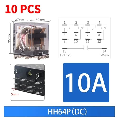 Relais intermédiaire HH64P DC 24V 12V pour circuit de commande électrique