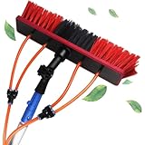 Teleskop-Fensterreinigungsbürste und -stange mit Wasserzufuhr, ausziehbare 55 cm Bürste mit 7 m Schlauch für Wintergarten, Dachreinigung und einfache Fensterpflege