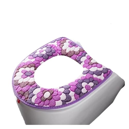 Funda Tapa Vater Warm Toilet Cover Seat Lid Top Cover Pad Bathroom Warmer Toilet Seat Bowl Soft Zipper Washable Toilet Seat Cover(Sticky deduction)