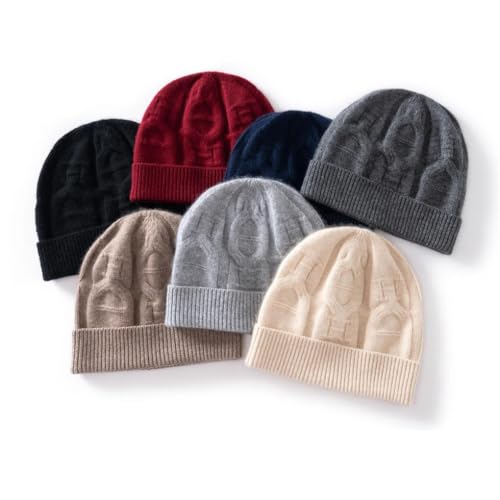 Gorro de cachemira para otoño e invierno, cálido gorro de lana de punto para exteriores, diseño unisex