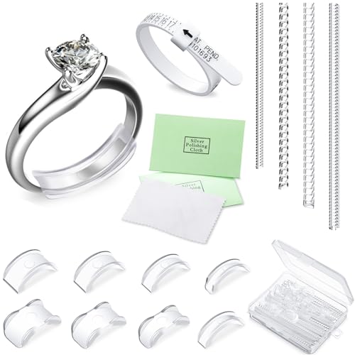 Hicarer 16 Pieces Ring Sizer Adjuster for Loose Rings Women 2 Styles, 12 Sizes, Invisible Spacer Guard Ring Resizer Tightener Fit Any Sizer