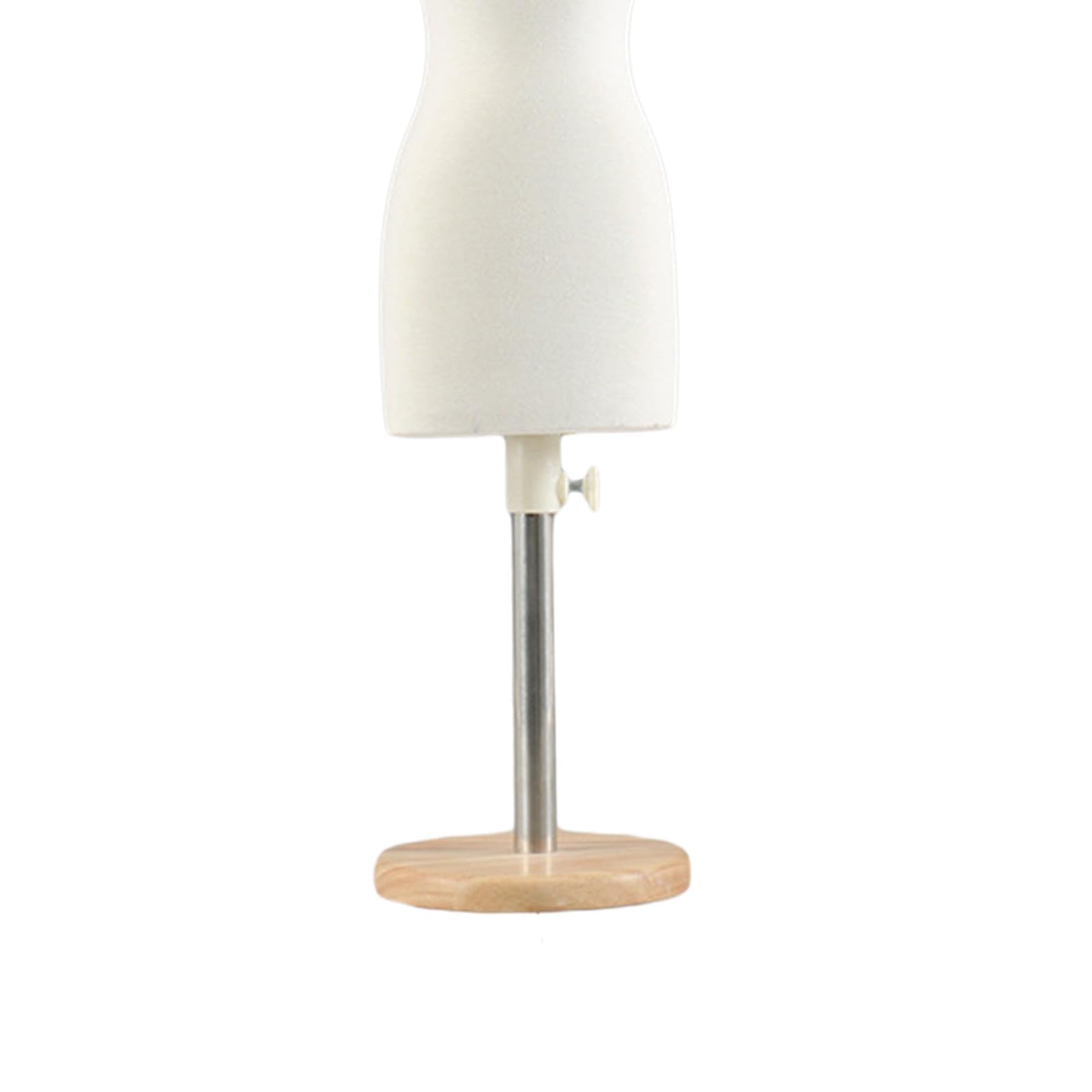 Puppenkleid Ständer Mini Dress Form Schneiderbüste Mannequin Torso Aus Holz für Puppenkleider für Puppenhaus Einrichtung Modellentwicklung Kinder Nähk, 46 cm runder Sockel