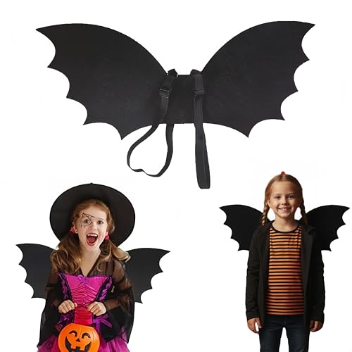 SDXCJY Kids Halloween Bat Cape Wing Black Bat Wings with Adjustable Strap Devil Wings Accessories for Vampire Costume Kids & Cosplay Parties(48 * 20cm) (black)
