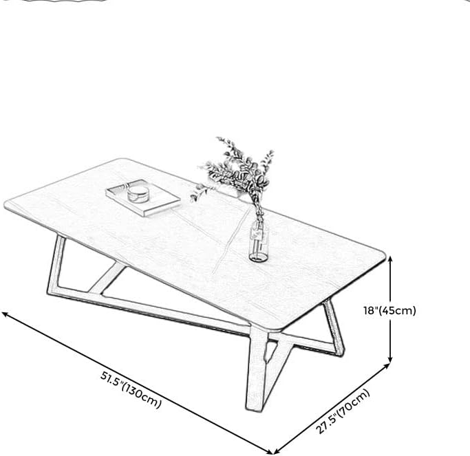 CraftThink Coffee Table, Mid-Century Modern Slate Top Accent Table Rectangular Coffee Table Sofa Center Table with Metal Frame for Living Room- Grey 55" L x 27.5" W x 18" H