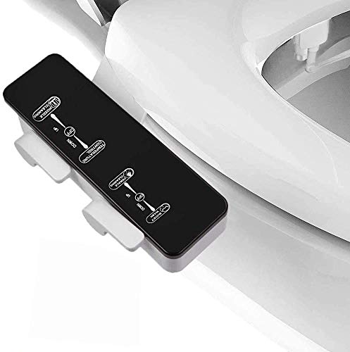 Haolide Self Cleaning Dual Nozzle Cold and Hot Water for Women Care-Fresh Non-Electric Mechanical Bidet Toilet Attachment Metal Hoses Water Pressure Control