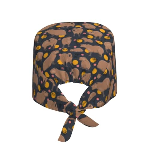 Image of Working Cap Scrub Cap with Sweatband Adjustable Unisex Women Tie Back Hat Nurse Surgical Caps
