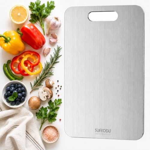 Titanium Cutting Board, 100% Pure Titanium Cutting Boards for Kitchen, Double-sided Titanium Cutting Boards,Separate Raw and Cooked Food Areas,12.3"L*7.3"M