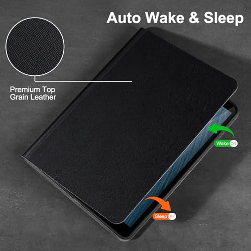 Gexmil Leather Case for iPad 10.2 Inch, 9th/8th/7th Gen 2021/2020/2019,Premium Cowhide Folio Cover with Pencil Holder, Auto Wake/Sleep,Adjustable Stand, Anti Fingerprint,Palm-Print Black by Gexmil - Image 3