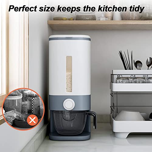 Large Rice Dispenser, Large Grain Container Storage with Lid Measuring Cylinder Moisture Proof Household Cereal Dispenser Bucket for Kitchen Soybean Corn - Thumbnail 3
