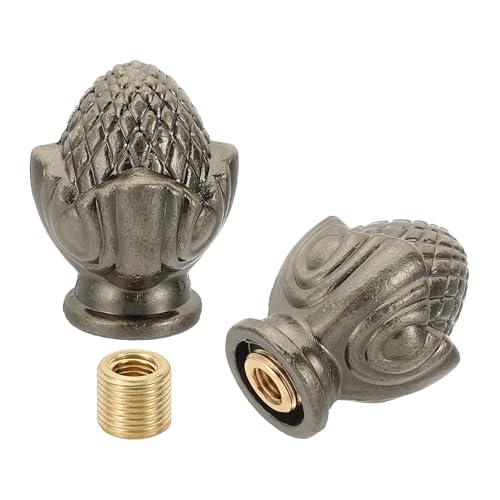 Image of PATIKIL 34 x 27mm Lamp Finials Caps Knob, 2 Set Solid Lamp Shade Top Decoration Screw Cap Nuts with Brass Reducing Adapter for Table Lamps Floor Lamps, Bronze