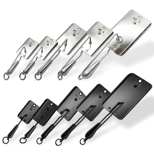 VIKETECH Stainless Steel Fishing Planer Board for Trolling Diving Offshore Downrigger Accessary 4''-9'' (Black-5#)