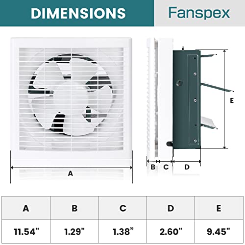 Fanspex 8-Inch Window Exhaust Fan With Intake Vent Air Function, High Velocity 310Cfm Air-Flow Wall Mount Ventilate Fan For Bathroom, Kitchen, Garage, Greenhouse, Attic (43Db Quiet Operation) #TOP1