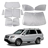 Windshield Sunshade Kit for Honda Pilot 2003-2008 Custom Fit Front Rear Window Sun Shade Foldable Sun Visor Privacy Protection Cover UV Blocker HeatShield Windshield Side Rear Window Full Cover Set