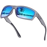 Duduma Tr601 Polarized Sports Sunglasses for Baseball Cycling Fishing Golf Superlight Frame (639 white frame with blue lens)