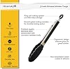 Pinzas de servir HINMAY de 9" para cocinar con puntas de silicona, set de 3 (negro) 4