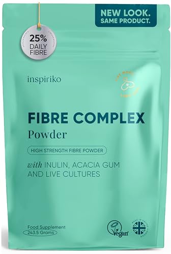 15g Soluble Fibre Supplement - 50% NHS Daily Fibre. 6-in-1 Fibre Powder - Inulin, Acacia Gum, 2 Billion CFU Probiotics. Tasteless Prebiotics for Gut Health, 240 Grams