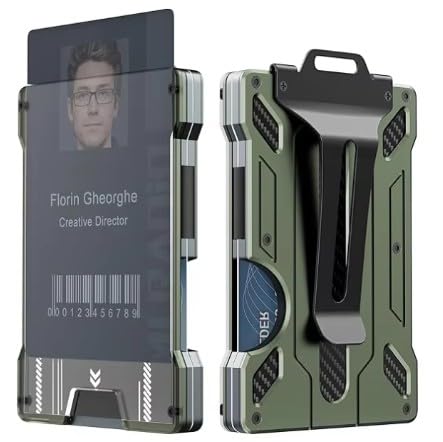 RFID-Blocking Aluminum Wallet Card Holder Slim Pop-Up Metal Wallet for Men & Women, Holds 6 Cards, Quick Access Minimalist Credit Card Case – Green, Blue, Golden, Gray, Black