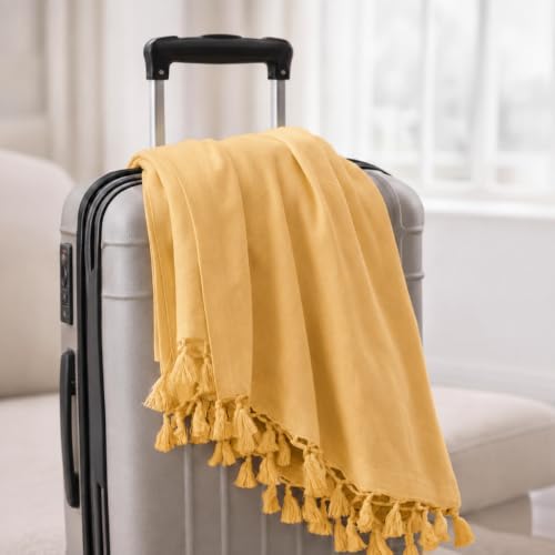 Image of Soft Dull Cotton Bhagalpuri Chadar for Summer | Lightweight and Breathable Chadar for Sleeping | Odhne Wali Chadar for All Season Use Blanket (Yellow)