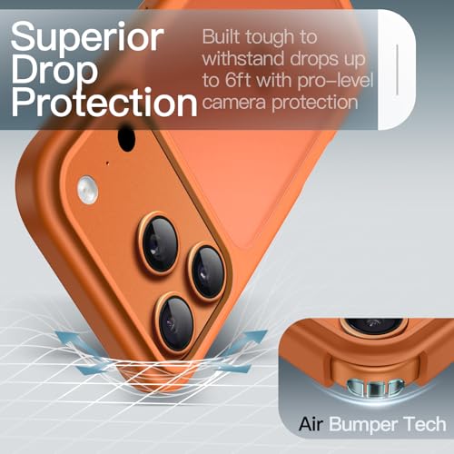 Image of JETech Matte Case for iPhone 17 Pro Max 6.9-Inch, Shockproof Military Grade Drop Protection, Frosted Translucent Back Minimalist Phone Cover, Anti-Fingerprint (Orange)