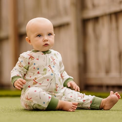 Image of Burt's Bees Baby unisex-baby Sleep & Play, Organic One-piece Romper-jumpsuit Pj, Zip Front Footed Pajama