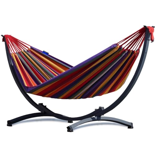 Potenza Rede de rede com estrutura, moldura estável, 200 kg – 250 cm, varanda, rede, 200 x 120 cm, para interior, exterior, jardim, piscina, terraço, aço (estrutura básica de grafite, vermelho)