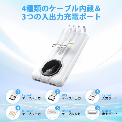 モバイルバッテリー 60000mAh大容量 急速充電対応 Type-C入出力＆USB-A出力 持ち運び便利 PSE認証済 iOS/Android各種対応 旅行/出張/防災に最適 モバイルバッテリー LED残量表示