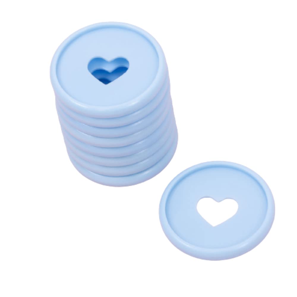 Craftelier - Plastic Disc Rings M with Die Cut Heart for Binding Planners or Albums | Ideal for Scrapbooking and Other Crafts | Pack of 9 pcs 35 mm Diameter - Colour Baby Blue
