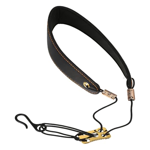 cobee Adjustable Clarinet Neck Strap, 17.7-22.8in Oboe Saxophone Neck Strap Soft Padded Support with Metal Hook 30kg Load Capacity Leather Straps for Bb/A Clarinets Oboe Instruments Accessories