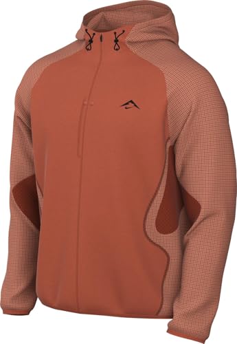 Nike Trail Aireez Men's Packable lightweight Running Jacket, Vintage Coral/Dragon Red/Black, LARGE