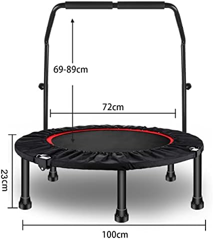 Indoor Mini Fitness Trampoline With Adjustable Handle, Home Exercise Foldable Trampoline Rebounder, Height-adjustable Jumping Trampoline For Indoor/Outdoor, Max Weight: 150kg