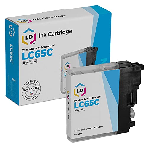 LD Compatible Ink Cartridge Replacement for Brother LC65C High Yield (Cyan) Compatible with Brother MFC-5890CN MFC-6490CW MFC-6890CDW Professional All-in-One MFC-5895cw MFC-6890DW