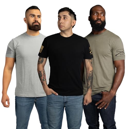 Grunt Style Standard Issue Core Basic T-Shirt (3-Pack: Black, Heather Gray, Military Green, X-Large)