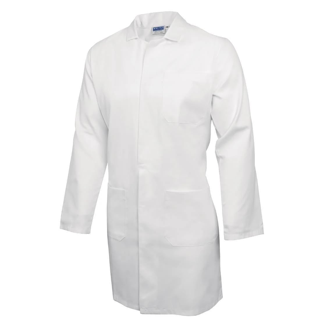 Unisex White Coat Polyester cotton. Size: XL. (46