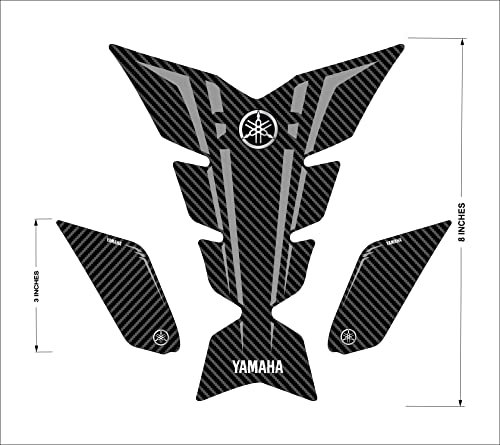 Image of 3D Embossed Bike Racing Tank Pad /Tank Sticker with SIDEPADS for Brand Specific Bikes Pack of 3 (BKTPSIDVAR) (YAMaAHA)